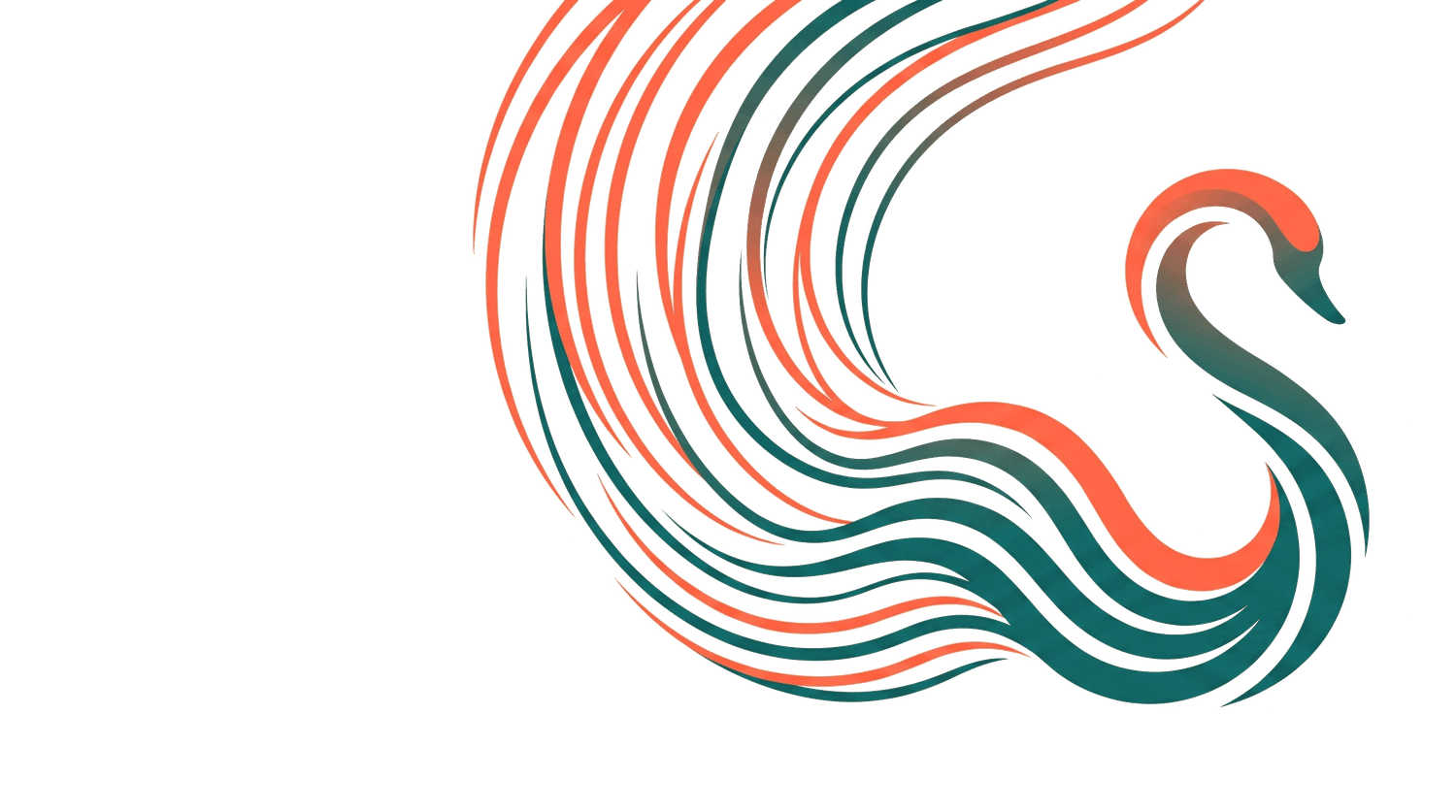 Wavvy's wave-crescents sweeping into the form of a swan
